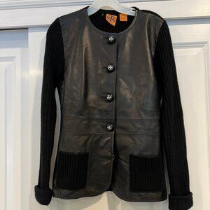 Tory Burch Leather and Wool Cardigan Size S